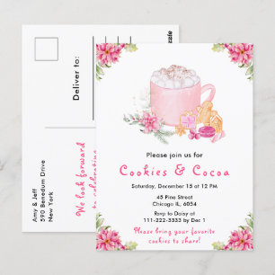 Carte Postale Cookies de Noël et cacao rose