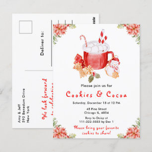 Carte Postale Cookies de Noël et cacao Rouge