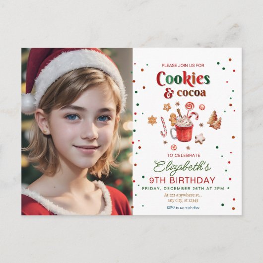 Carte Postale Cookies de Noël et fête d'anniversaire avec du cac (Devant)