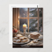 Carte Postale Cookies de Noël par une journée enneigée (Devant / Derrière)