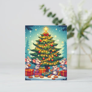 Carte Postale Cookies de souris mignons Arbre de Noël Joie festi