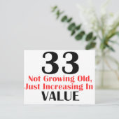 CARTE POSTALE COOL 33 ANS CONCEPTION ANNIVERSAIRE (Debout devant)