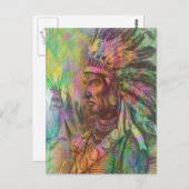 Carte Postale Cool antique native amérindienne couleur clipart (Devant / Derrière)