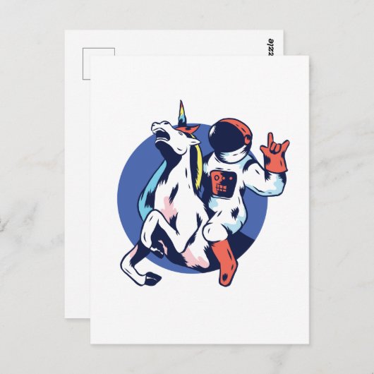 Carte Postale Cool Astronaut équitation Unicorn Rock Ado graphiq (Devant / Derrière)