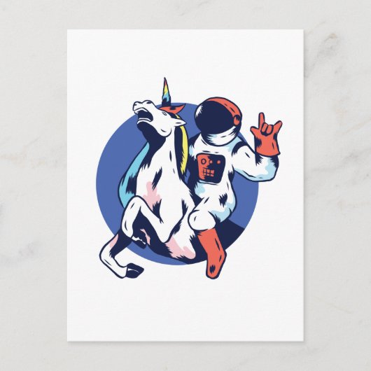 Carte Postale Cool Astronaut équitation Unicorn Rock Ado graphiq (Devant)