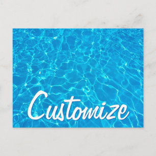 Carte Postale Cool Bleu Eau Piscine Fête de natation Personnalis