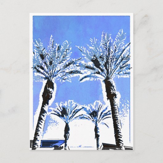 Carte Postale Cool Blue Palm Trees Paradise Beach Décor à thème (Devant)