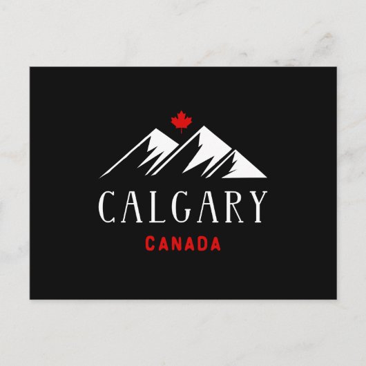Carte Postale Cool Calgary Canada Mountains Maple Leaf Dark (Devant)