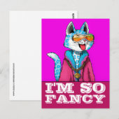 CARTE POSTALE cool CAT FUNNY FANCY ART (Devant / Derrière)