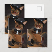 Carte Postale Cool Cat Guitarist  (Devant / Derrière)