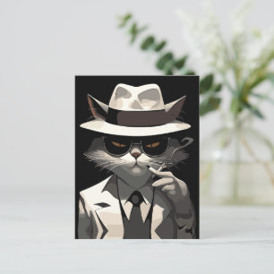 Carte Postale Cool Cat Noir : Suave et mystérieuse Feline