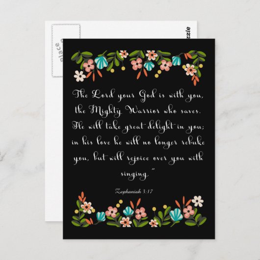 Carte Postale Cool Christian Art Zephaniah 3:17 (Devant / Derrière)