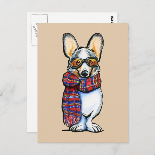 Carte Postale Cool Corgi (Devant / Derrière)