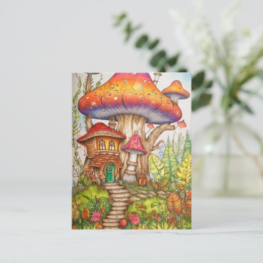 Carte Postale Cool Creative Psychedelic Mushroom Dwelling (Debout devant)