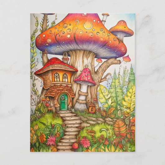 Carte Postale Cool Creative Psychedelic Mushroom Dwelling (Devant)