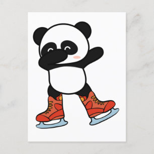 Carte Postale Cool Dabbing Panda sur des chaussures de patinage