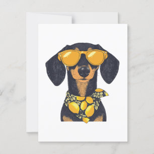 Carte Postale Cool Dachshund Chien Lunettes de soleil Lemons