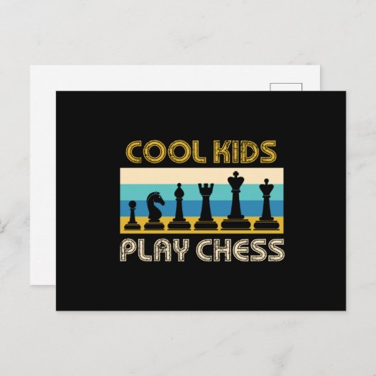 Carte Postale Cool Enfants Jouer aux échecs Checkmate Board Pièc (Devant / Derrière)