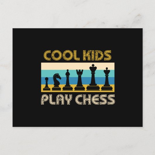 Carte Postale Cool Enfants Jouer aux échecs Checkmate Board Pièc (Devant)