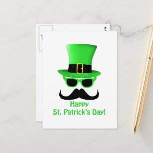 Carte Postale Cool Funny St. Patrick's Day Mustache Top chapeau 