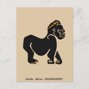 Carte Postale Cool GORILLA -Animal en voie de disparition - Ape 