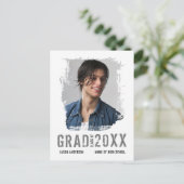 Carte Postale Cool Grunge White 1 Photo Graduate Faire-part (Debout devant)