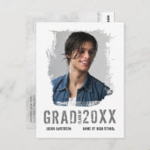 Carte Postale Cool Grunge White 1 Photo Graduate Faire-part (Devant / Derrière)