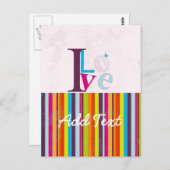 Carte Postale Cool "I LOVE" rétro rayures colorées (Devant / Derrière)