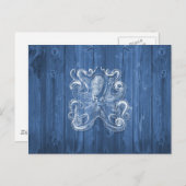 Carte Postale cool impressionnant effet antique pieuvre blanche (Devant / Derrière)