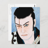 Carte Postale Cool japonais Kabuki Actor samurai portrait Scar (Devant / Derrière)