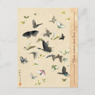 Carte Postale Cool japonais vintage ukiyo-e papillon scroll