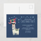 Carte Postale Cool Llama à Santa Hat avec la fête des Snowflakes (Devant / Derrière)