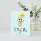 Carte Postale Cool Llama et souriant Kawaii Sun Merci (Debout devant)