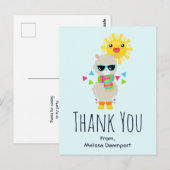 Carte Postale Cool Llama et souriant Kawaii Sun Merci (Devant / Derrière)