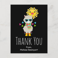Cool Llama et souriant Kawaii Sun Merci