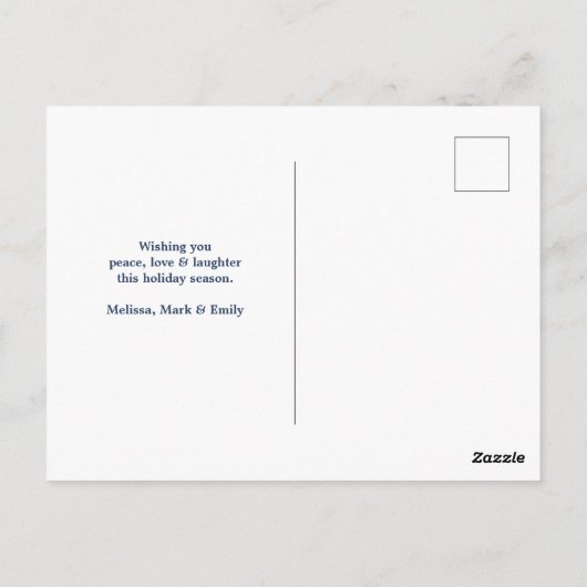 Carte Postale Cool Llama sur Silver Bokeh & Icy Blue Christmas (Dos)