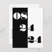 Carte Postale Cool Mariage Date noir et blanc Enregistrer la dat (Devant / Derrière)