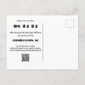 Carte Postale Cool Mariage Date noir et blanc Enregistrer la dat (Dos)