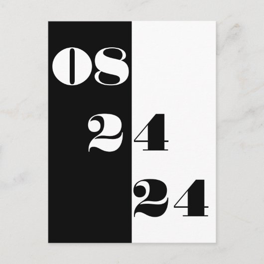 Carte Postale Cool Mariage Date noir et blanc Enregistrer la dat (Devant)