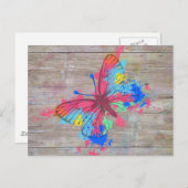 Carte Postale Cool mignon aquarelles éclaboussures papillon vint (Devant / Derrière)