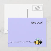 Carte postale cool mignonne d'abeille mauve (Devant / Derrière)