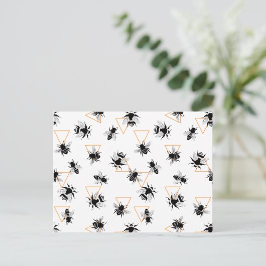 Carte Postale Cool Modern Queen Bees Pattern (Debout devant)