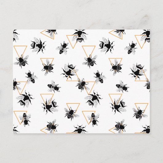 Carte Postale Cool Modern Queen Bees Pattern (Devant)