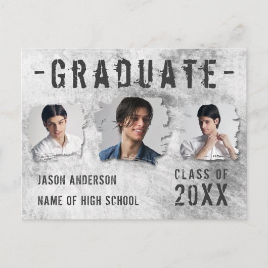 Carte Postale Cool moderne Grunge 3 Photo Faire-part diplômé (Devant)