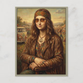 Carte Postale Cool Mona Lisa Hippie Campervan (Devant)