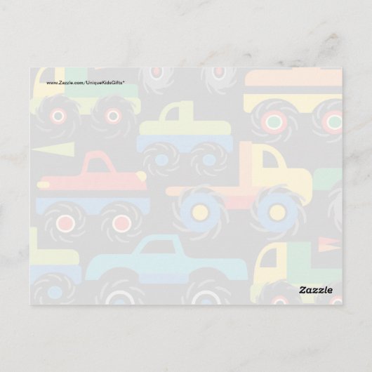 Carte Postale Cool Monsters Camions Transport Cadeaux pour garço (Dos)