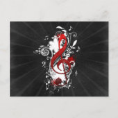 Carte Postale Cool Musique notes tourbillons pointillés fleurs é (Devant)