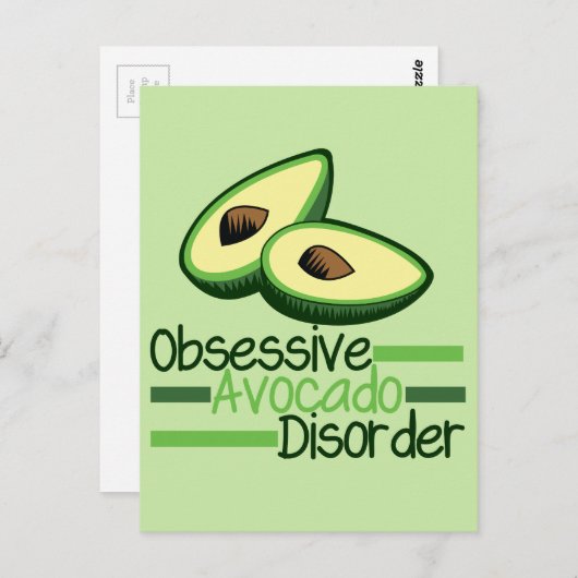 Carte Postale Cool Obsessionnel Avocado Disorder Green (Devant / Derrière)