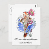 Carte Postale Cool Oriental Classic Koi Carp Poisson Lotus tatou (Devant / Derrière)