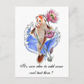 Carte Postale Cool Oriental Classic Koi Carp Poisson Lotus tatou (Devant)
